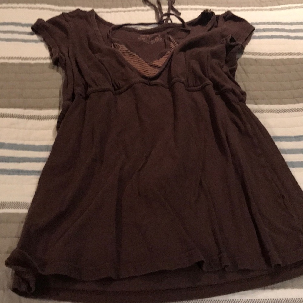 Super soft brown faux layered tee